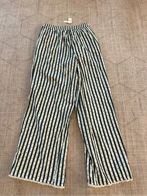 Aerie NWT Striped Heart Pajama Pants S Lace Trim Wide Leg Y2K thumbnail 4