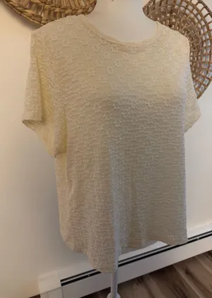 Old Navy Cream Textured Short-Sleeve Top thumbnail 1