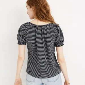 Madewell Texture And Thread Peasant Top In Stripe thumbnail 5
