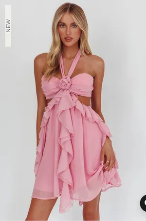 Selfie Leslie Santiago Cut-Out Ruffle Dress Blush thumbnail 2