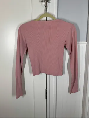 Lucy & Yak Women's Pink Ribbed Long-Sleeve Crewneck Top thumbnail 4
