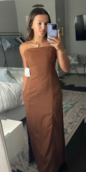 Japna Jasper sleeveless dress with tie-able back camel color thumbnail 1
