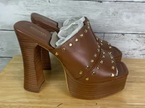 Michael Kors Jagger Studded Leather Platform Sandal Brown Size 9 thumbnail 1