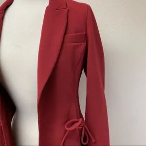 Prabal Gurung Collective Red Side Tie Tailored Blazer Size 0 thumbnail 3