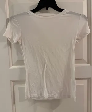 L'AGENCE White Ribbed Short Sleeve Tee thumbnail 1