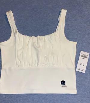 Women’s White Ruched Square-Neck Tank Top thumbnail 1