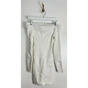 EDIKTED Emma Long Sleeve Off the Shoulder Minidress in White Size Medium/Large thumbnail 4