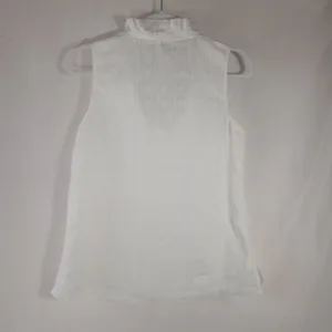 Crown & Ivy White Clip Dot Ruffle Neck Sleeveless Lined Blouse Top Womens Size M thumbnail 3
