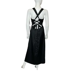 Show Me Your MuMu Mina Midi Dress Black Luxe Satin Women’s Sz S thumbnail 6