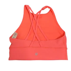 Lululemon Energy High Neck Longline Sports Bra Sunset Coral Pink 4 No Padding thumbnail 2