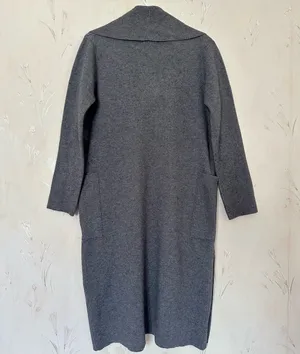 Long Knit Coat with Draped Neck thumbnail 4