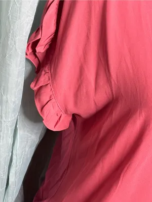 LOFT Pink Ruffle Sleeve Scoop Neck Blouse thumbnail 2