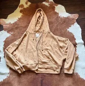 American Eagle tan Cropped Hooded Sweatshirt size XL thumbnail 1