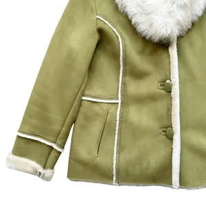 🔃Novelti Adorable Junior Green Faux Suede Faux Fur Jacket thumbnail 7