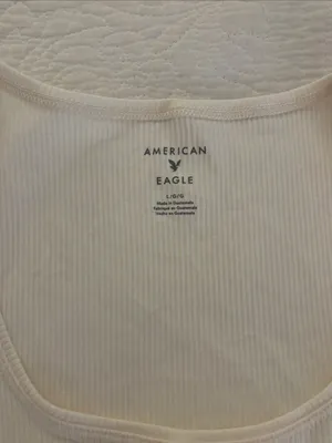 American Eagle Outfitters Cream Ribbed Scoop Neck Tank thumbnail 2