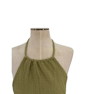 Andie Swim The Baja Top Sage Green Textured Halter Swim Top Size Small‎ thumbnail 2