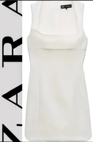 Zara Nwt White Squared Neck Mini Dress Size Xxl thumbnail 3