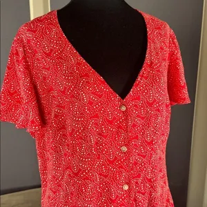 Universal Thread Red White Stars Short Sleeve Button Front Mini Dress Size L thumbnail 3