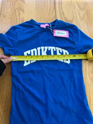 Edikted Sporty Babe T Shirt Blue Size XS Varsity Graphic Baby Tee Cropped NWT thumbnail 7