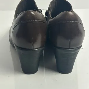 Clarks Womens Dark Brown Leather Square Toe Block Heel Ankle Booties‎ 9M thumbnail 8