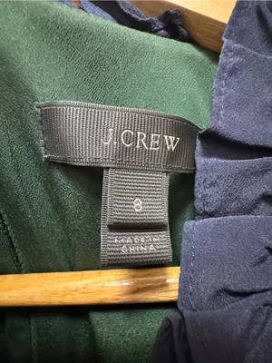 J.Crew Sleeveless Forest Green Shift Dress with Blue Ruffled Trim Size 8 thumbnail 8