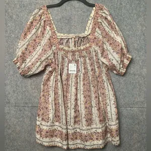 Free People Women's Size‎ Small Boho Vintage Lover Babydoll Top Floral Blouse thumbnail 2