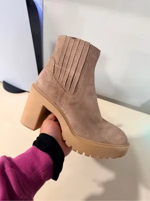 Dolce Vita Taupe Suede Platform Chelsea Heeled Boot thumbnail 6