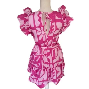 Oliphant Flirty Ruffle Hem Mini Dress in pink XS thumbnail 3