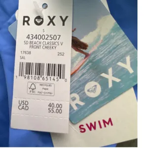 NWT Roxy V-Front Cheeky Bikini‎ Bottoms UPF 50 Swimwear Sail Blue - Small thumbnail 5