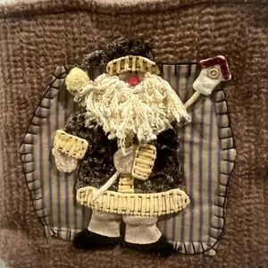 Brown Brushed Felt Santa Purse Appliquéd Holiday Boho Christmas Unbranded thumbnail 2