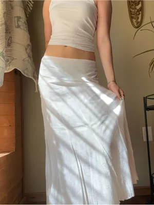 AGB White Flowy Cotton Maxi Skirt thumbnail 7