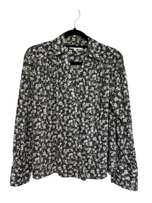 Madewell Easy Long-Sleeve Popover Shirt in Dark Pavement Floral - Size M thumbnail 3