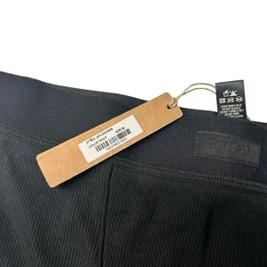 Skims M Stretch Cotton Rib‎ Leggings Black Soot Logo Waistband Loungewear NWT thumbnail 3