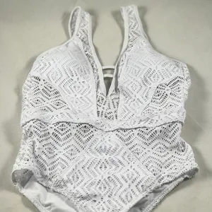 MD White Crochet Floral Swimsuit thumbnail 2