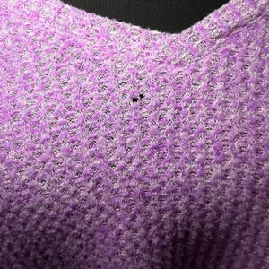 American Eagle women's purple soft & sexy plush waffle knit Vneck sweater medium thumbnail 2