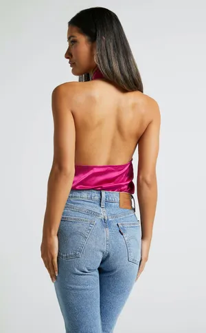 Showpo Pink Silk Halter Top thumbnail 3