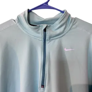 NIKE RUNNING TOP 1/2 Zip Collar Teal SZ LG Long Sleeve Finger Holes Athletic thumbnail 9