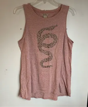 Lucky Brand- Women’s Pink Snake Design Tank Top Muscle Tee Size L thumbnail 1
