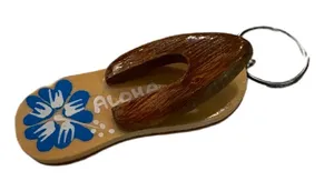 Hawaiian Aloha Flip Flop Key Chain Charm‎ Brown thumbnail 1