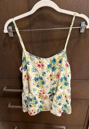 Natural life women's Medium floral peplum camisole tank thumbnail 1