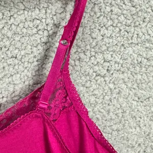 Elle Pink Lace Trim Tank Top Cami Spaghetti‎ Straps Boho Y2K Womens Large Glam thumbnail 5