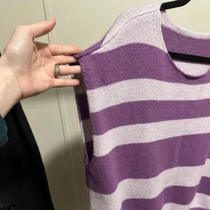 Purple Striped Sleeveless Knit Sweater Scoop Neck size XL thumbnail 2