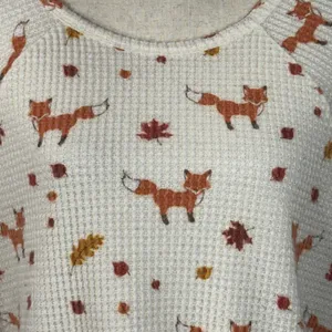 American Eagle X-Large Pajama Top Fox Print Waffle Knit Thermal Short Sleeve thumbnail 2