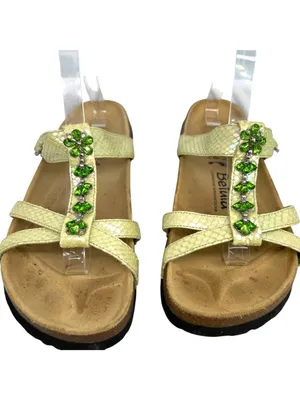 Betula x Birkenstock Iridescent Green Jewel Accents Snake Embossed Strap Size 8 thumbnail 9