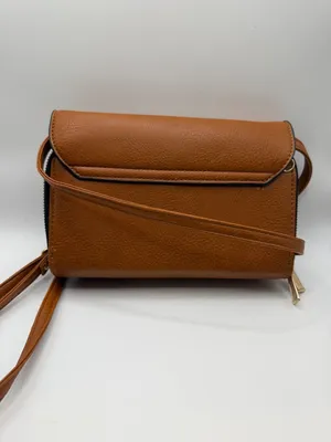 Unbranded Brown Faux Leather Multi-Compartment Crossbody Bag with Gold-Tone Lock thumbnail 4