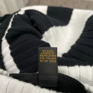 Lauren Jeans Company Sweater Size XS Black White Striped Ribbed Knit Preppy 67 thumbnail 7