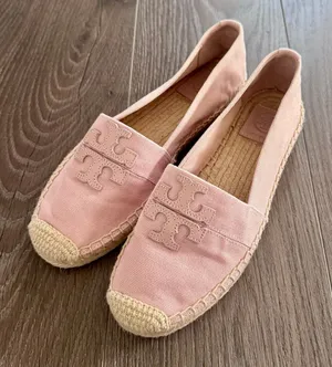 Tory Burch Weston Espadrilles Canvas Flat Seashell Pink Resort Summer Women Sz 7 thumbnail 1
