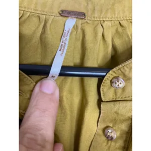 Free People mustard yellow oversized‎ long sleeve top 100% cotton women's medium thumbnail 4