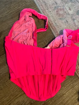 Urban outfitters pink mesh corset top M thumbnail 6