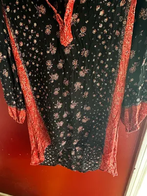 Free People Peacemaker High Low Tunic Dress Black Red Bandana Paisley Boho thumbnail 5